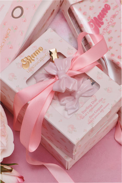 Mane x LoveShackFancy Set of 2 Pink Bow Hair Clips