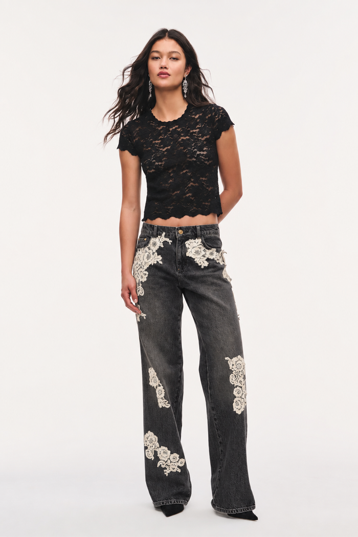 Bambie Lace Appliqué Jeans