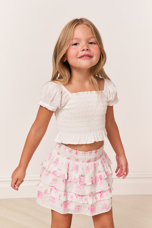 Girls Billie Pink Floral Skirt