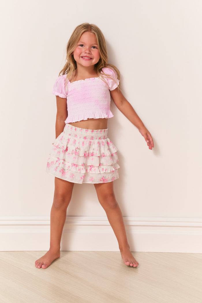 Girls Billie Pink Floral Skirt