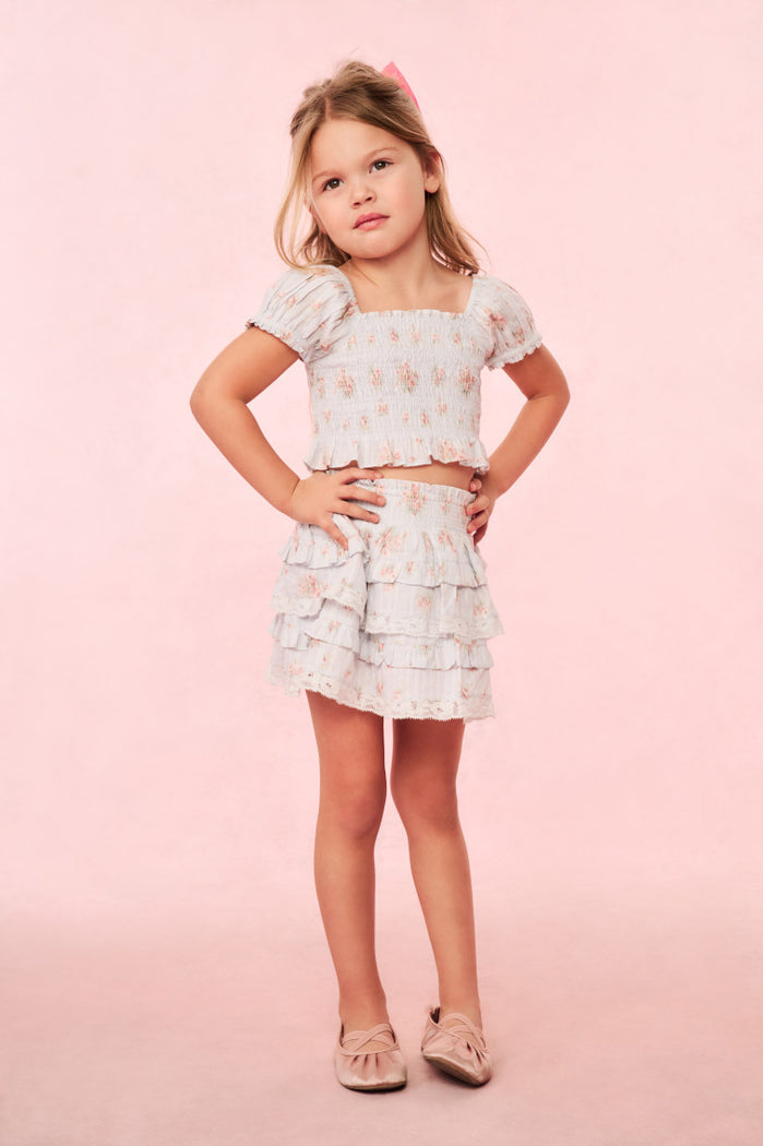 Girls Fabielle Luna Rosa Fleur Top - MAGNOLIA
