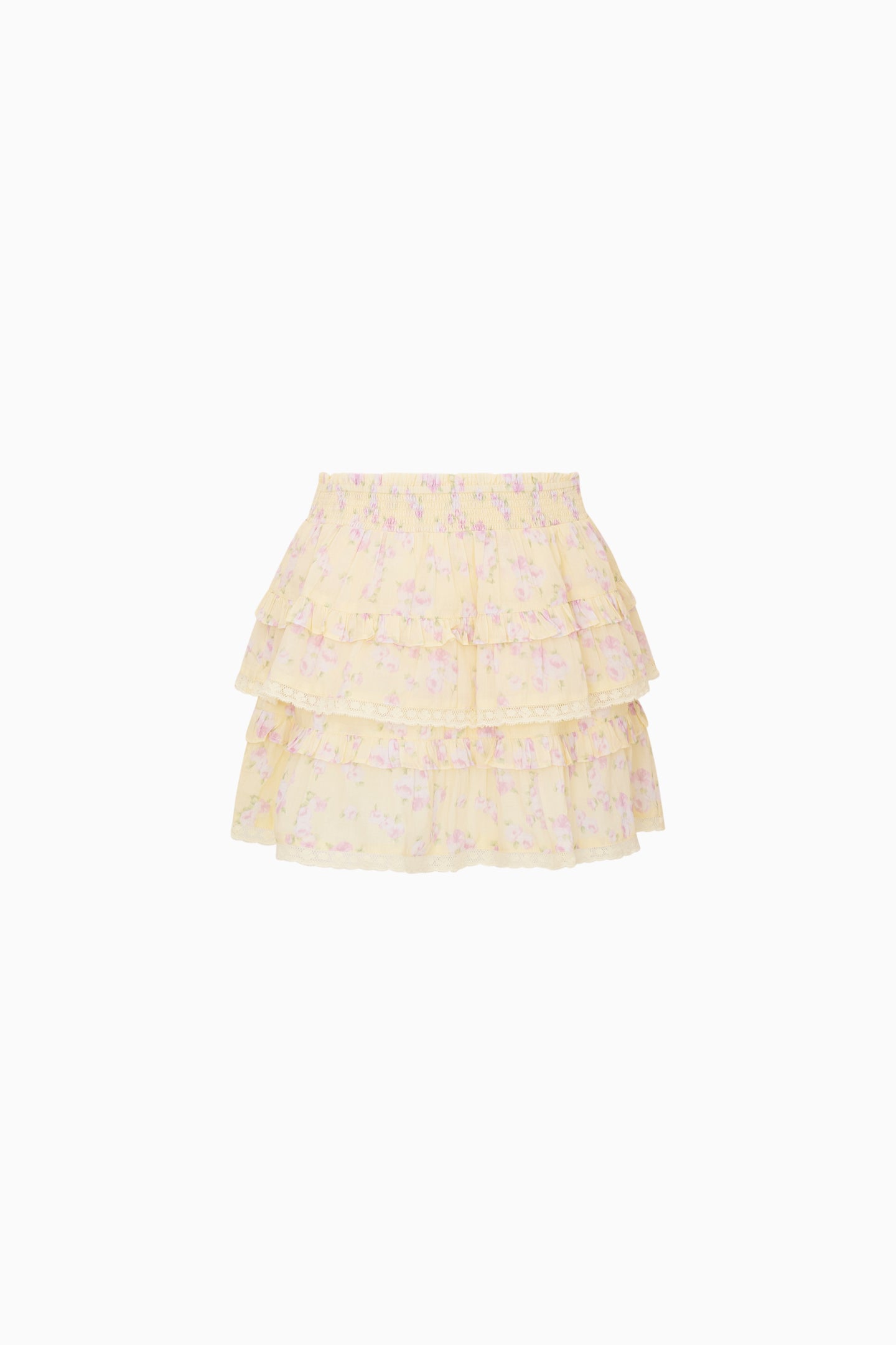 Girls Floral Lace Tiered Mini Skirt | LoveShackFancy