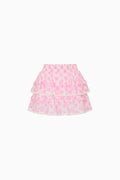 Pink ruffled skirt on a white background