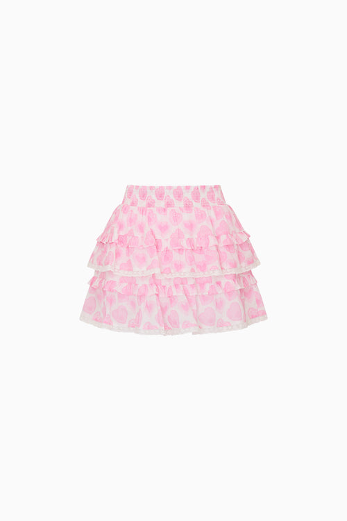 Pink ruffled skirt on a white background