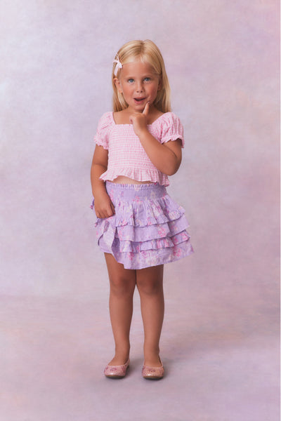 Girls Billie Heirloom Print Skirt - WHISPER BLUE main image 1