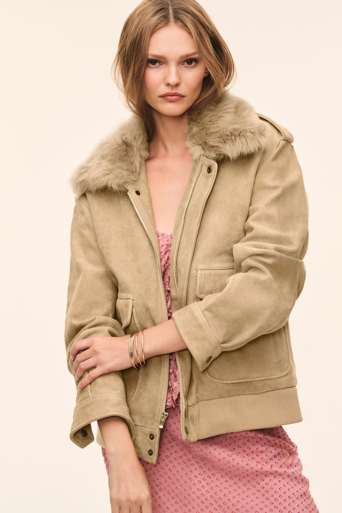 Eveline Suede Bomber Jacket