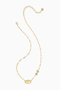 Gold necklace with a pendant on a white background