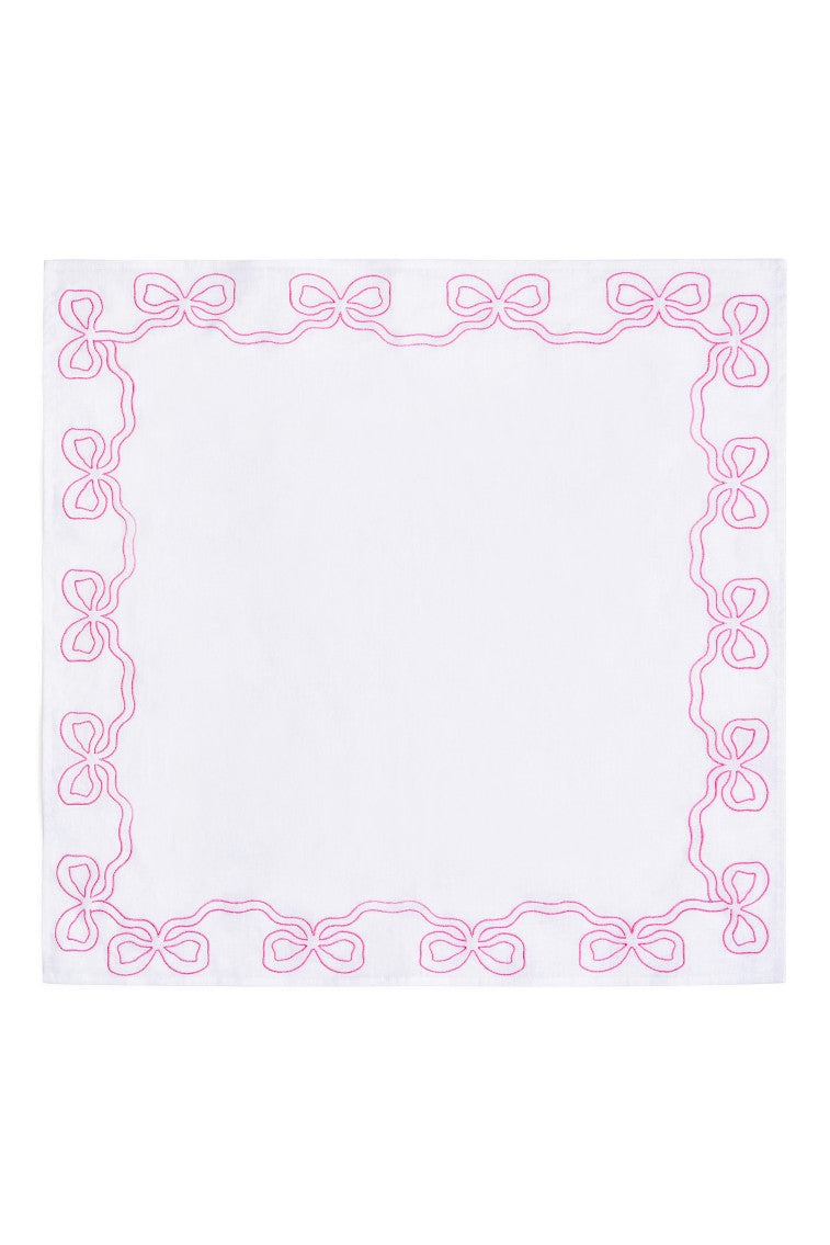 Embroidered Linen Bow Napkins Set 4