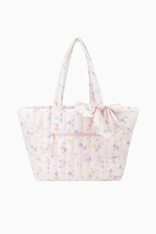 LoveShackFancy x Roller Rabbit Candy Heart Stripe Bow Tote Bag