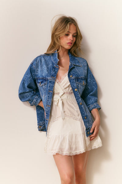 ジャケット・アウター BOW BOW BLANKET LINED DENIM JACKET L Valette Bow Denim Jacket | LoveShackFancy.com