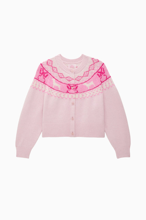 PINK x LoveShackFancy Fairisle Boxy Crew Cardigan Sweater