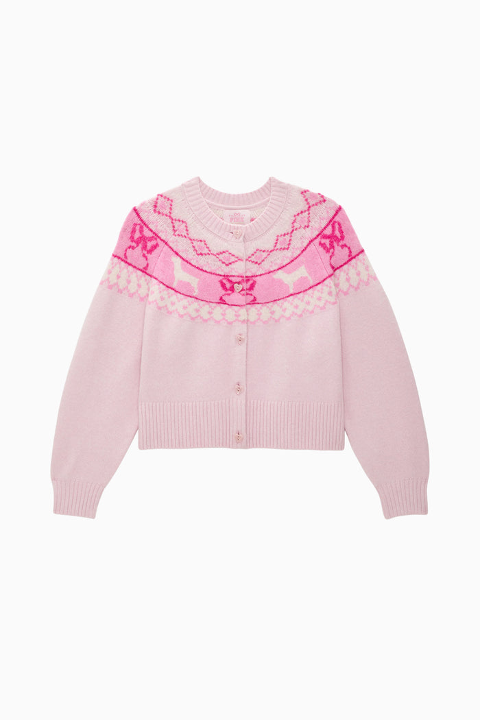PINK x LoveShackFancy Fairisle Boxy Crew Cardigan Sweater