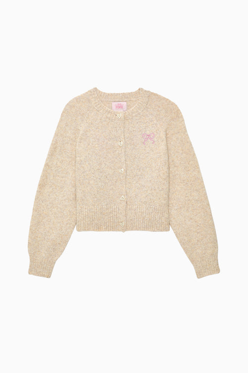PINK x LoveShackFancy Bow Boxy Crew Cardigan Sweater