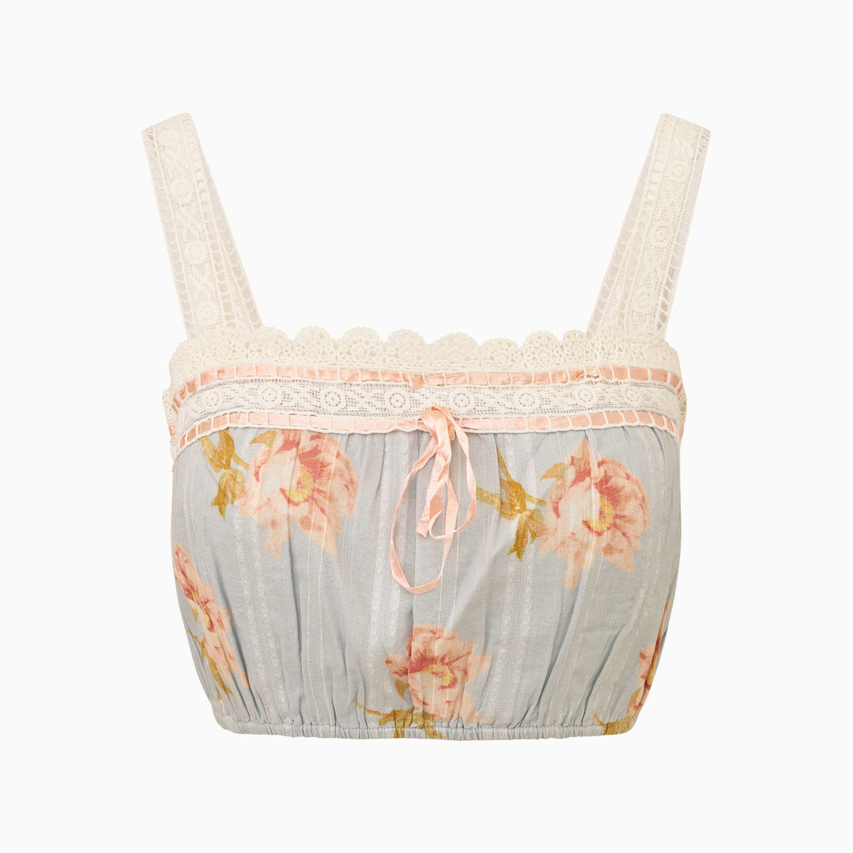 Floral Cotton Lace Cropped Square Neck Camisole | LoveShackFancy