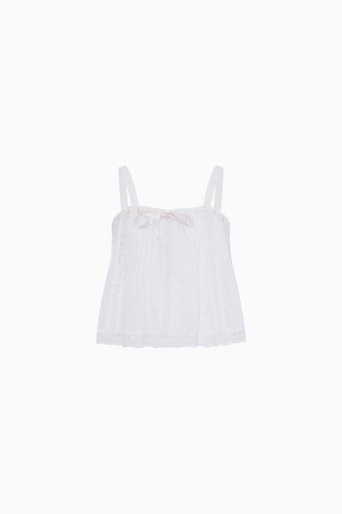 White lace camisole on a white background