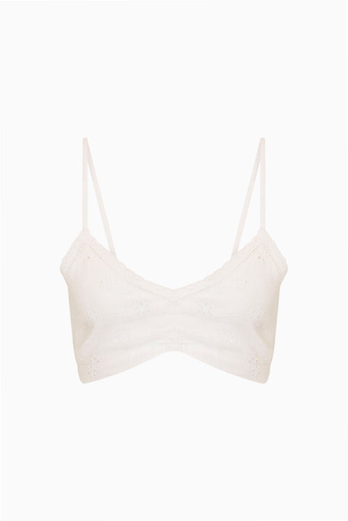 Brynnette Eyelet Linen Bralette Top