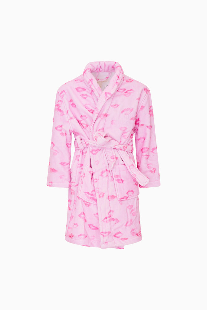 Pink robe with floral pattern on a white background - Customized