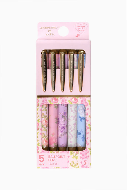 LoveShackFancy │ Yoobi Blooming Heirloom 5 Pack 1.0mm Retractable Ballpoint Pens