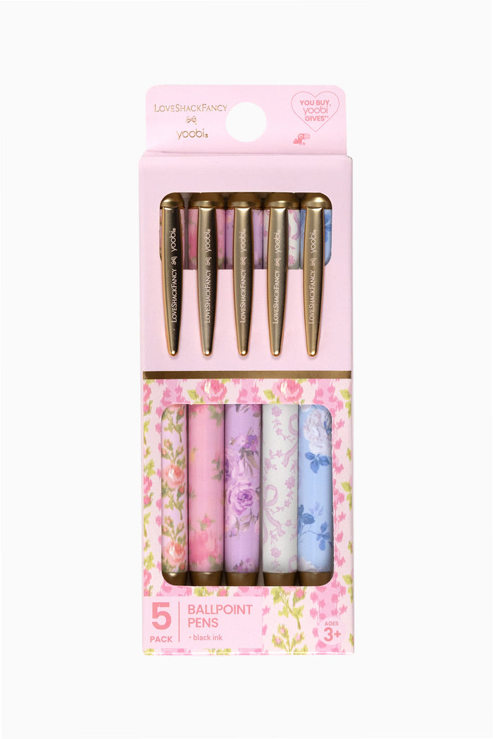 LoveShackFancy │ Yoobi Blooming Heirloom 5 Pack 1.0mm Retractable Ballpoint Pens