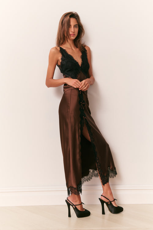 Calder Satin Midi Skirt