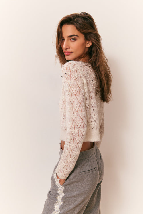Calico Embellished Pointelle Cardigan