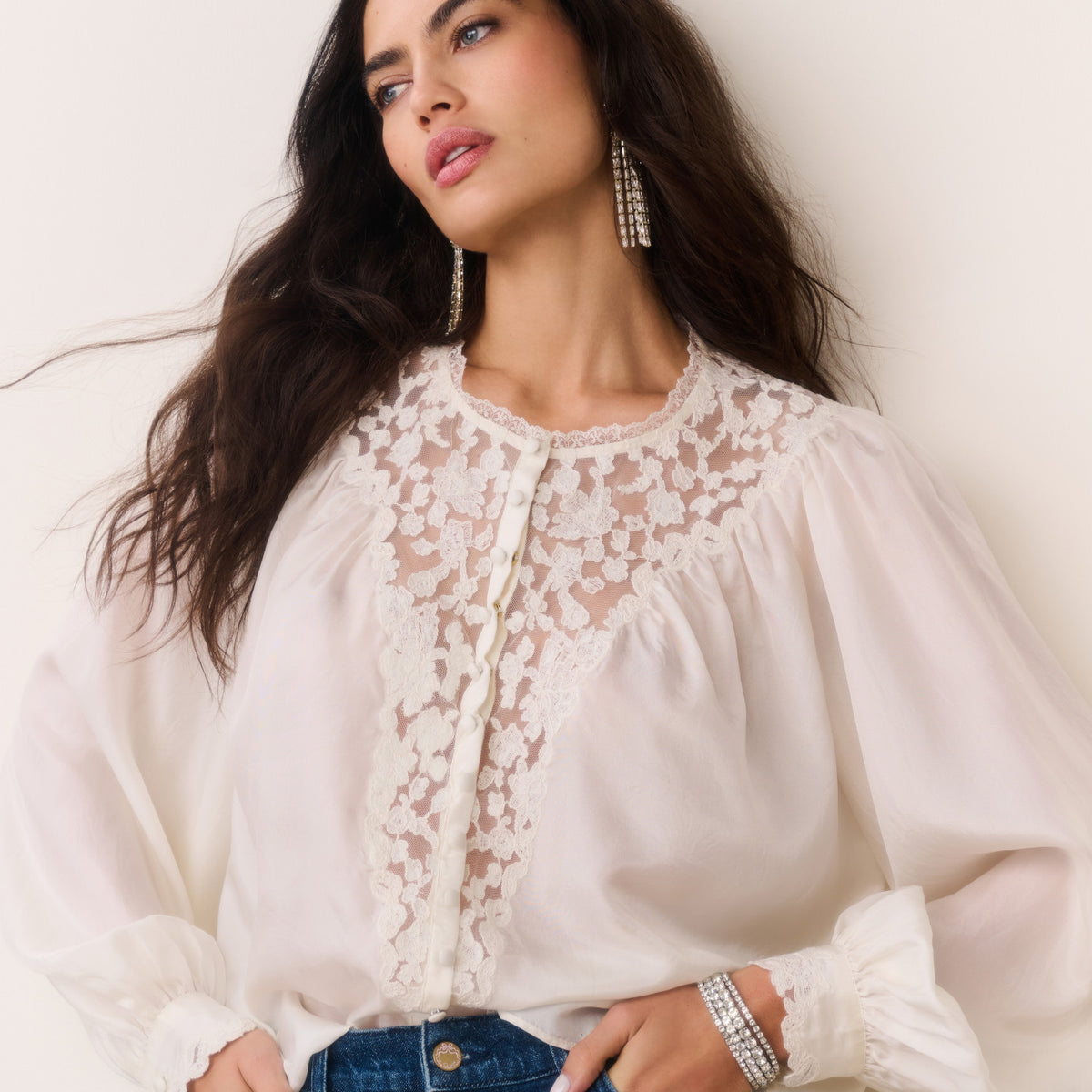 Carine Silk Lace Blouse | LoveShackFancy.com