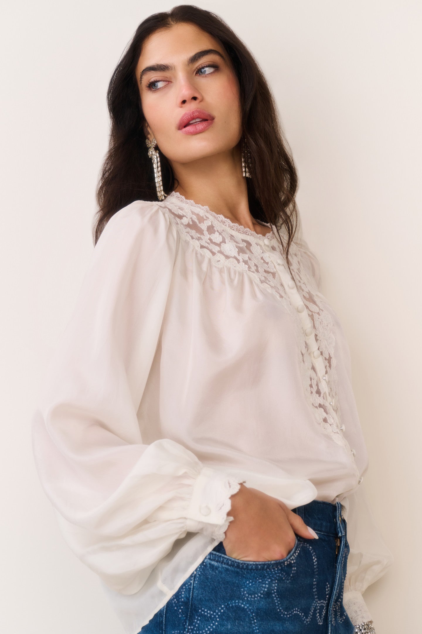 Carine Silk Lace Blouse | LoveShackFancy.com