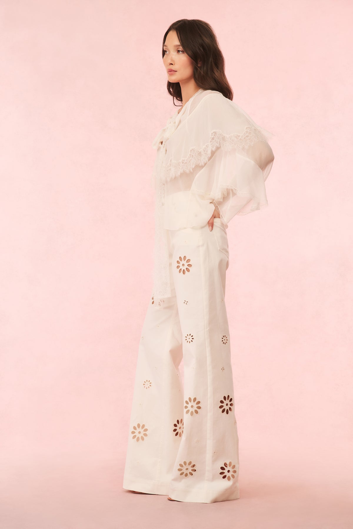 Carolette Eyelet Wide-Leg Pants