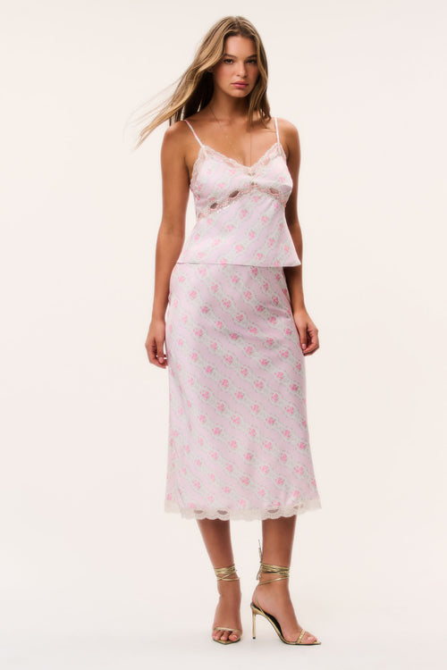 Castle Floral Satin Maxi Skirt