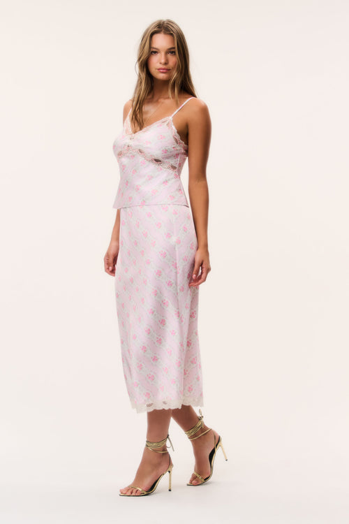 Castle Floral Satin Maxi Skirt