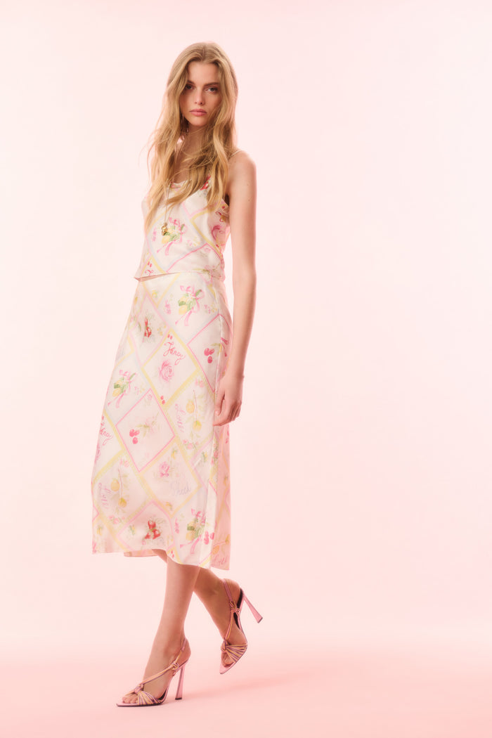 Cabi Silk-Blend Fruit Print Top