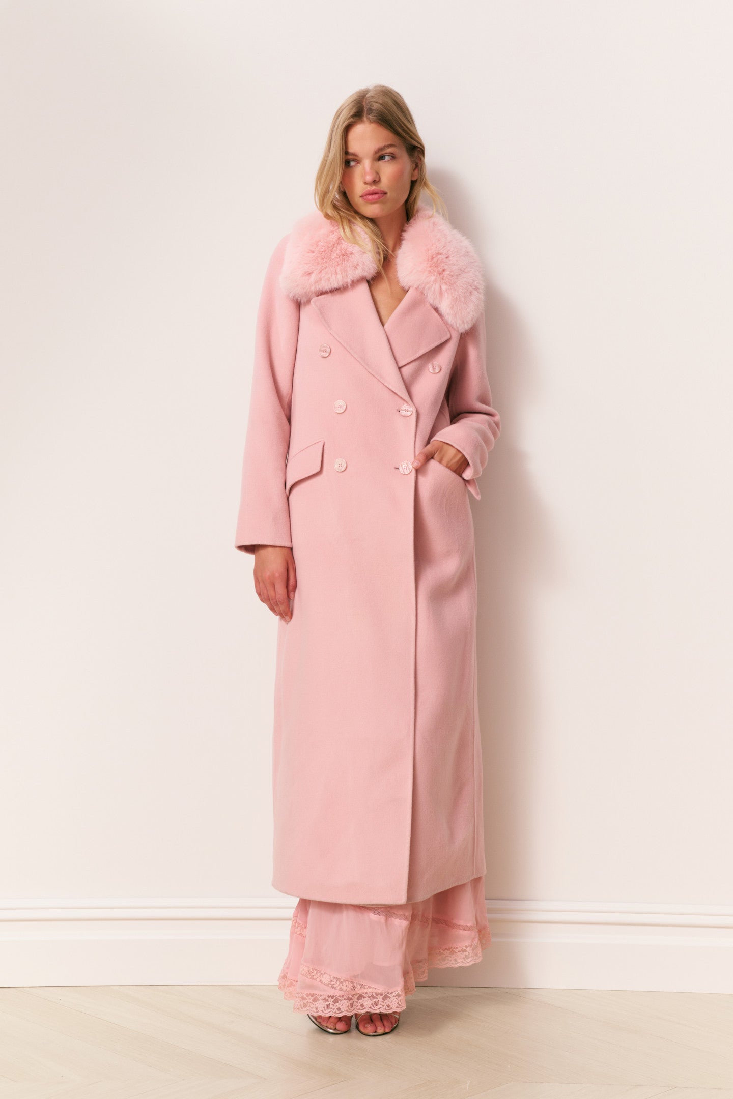 Char Faux Fur Collar Wool Coat