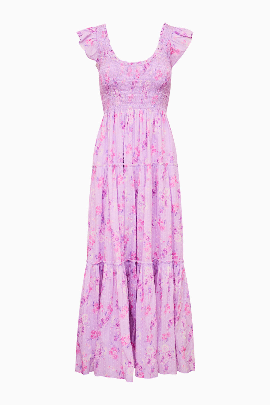 Chessie Fragrance Print Cotton Maxi Dress - STERLING DUSK