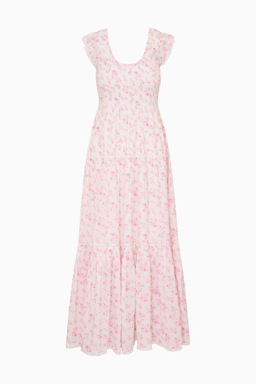Pink floral dress on a white background
