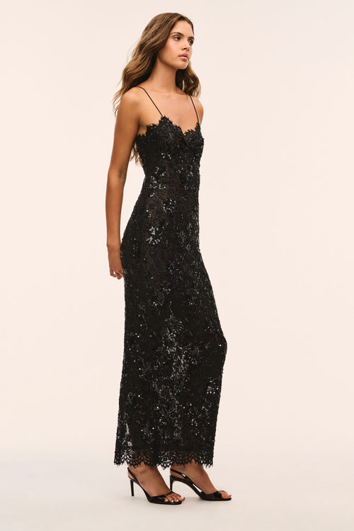 Ciona Embellished Lace Maxi Dress