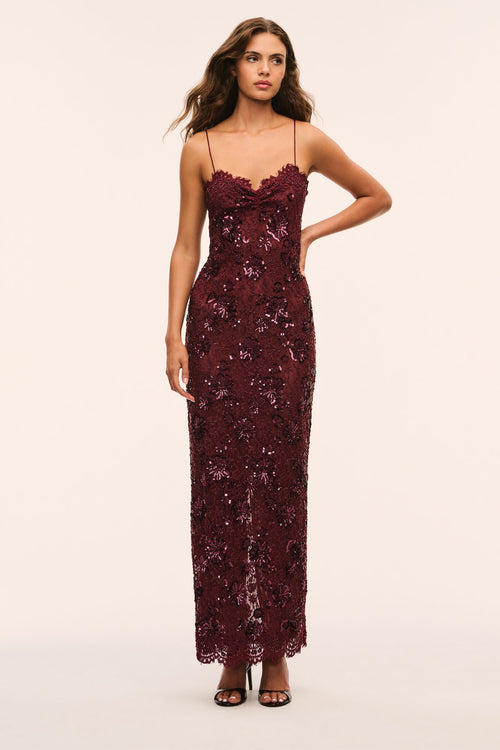 Ciona Embellished Lace Maxi Dress
