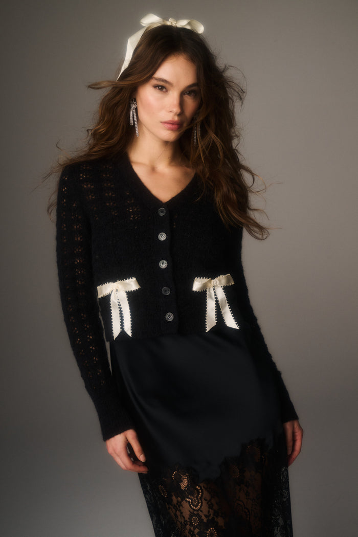 Lilly Alpaca-Blend Bow Cardigan