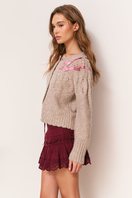 Clementian Alpaca-Blend Ribbon Cardigan