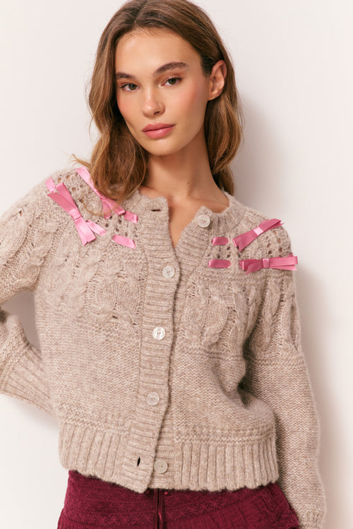 Clementian Alpaca-Blend Ribbon Cardigan