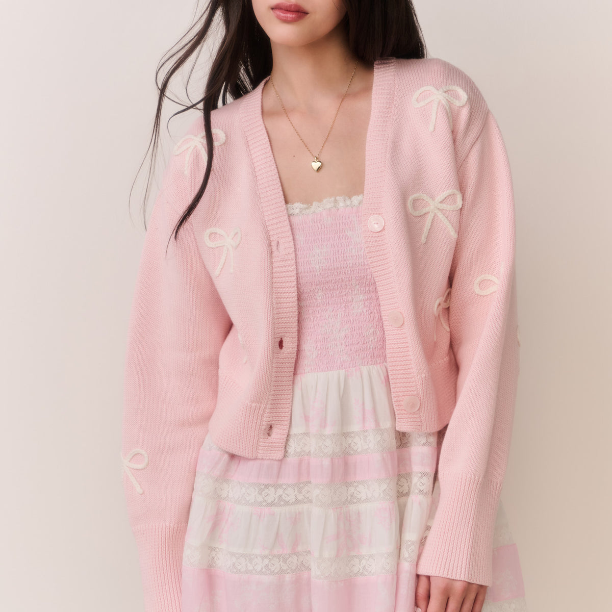Cropped Cotton Embroidery Long Sleeve V-Neck Cardigan | LoveShackFancy