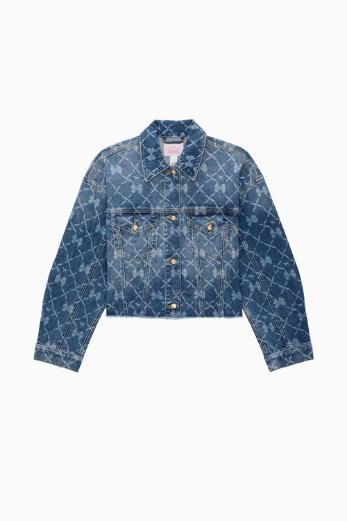 PINK x LoveShackFancy Cropped Denim Jacket