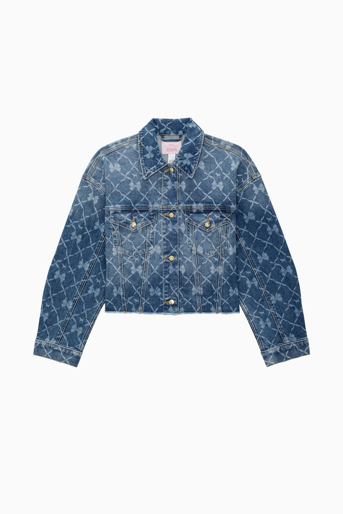 PINK x LoveShackFancy Cropped Denim Jacket