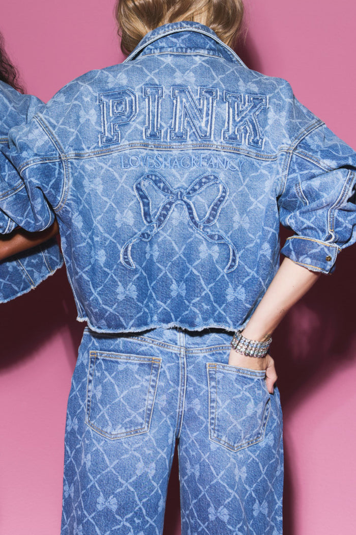 PINK x LoveShackFancy Printed Chiffon Cascade Ruffle Midi Dress