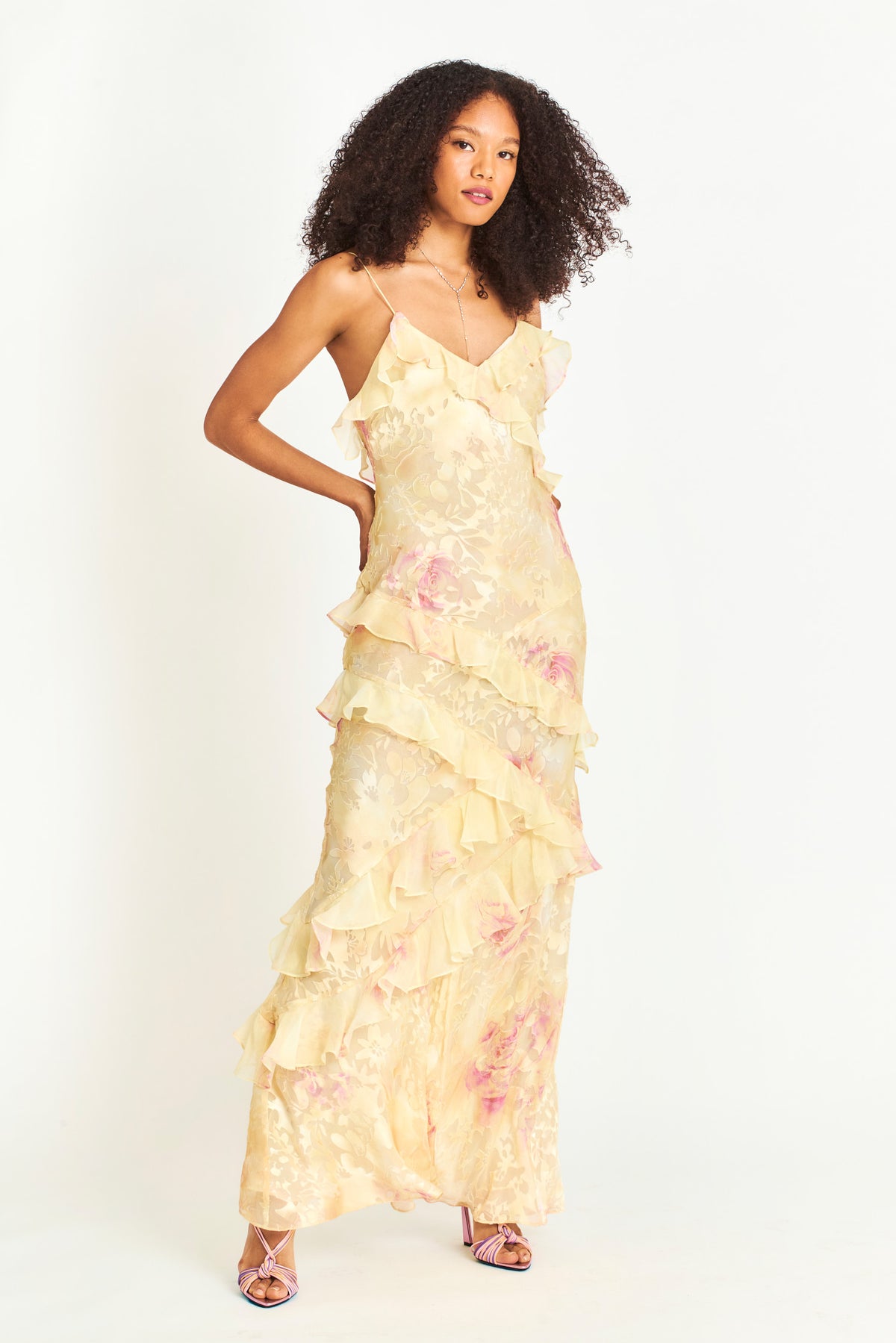 Rialto Floral Chiffon Maxi Dress- Women's Designer Luxury Dresses
