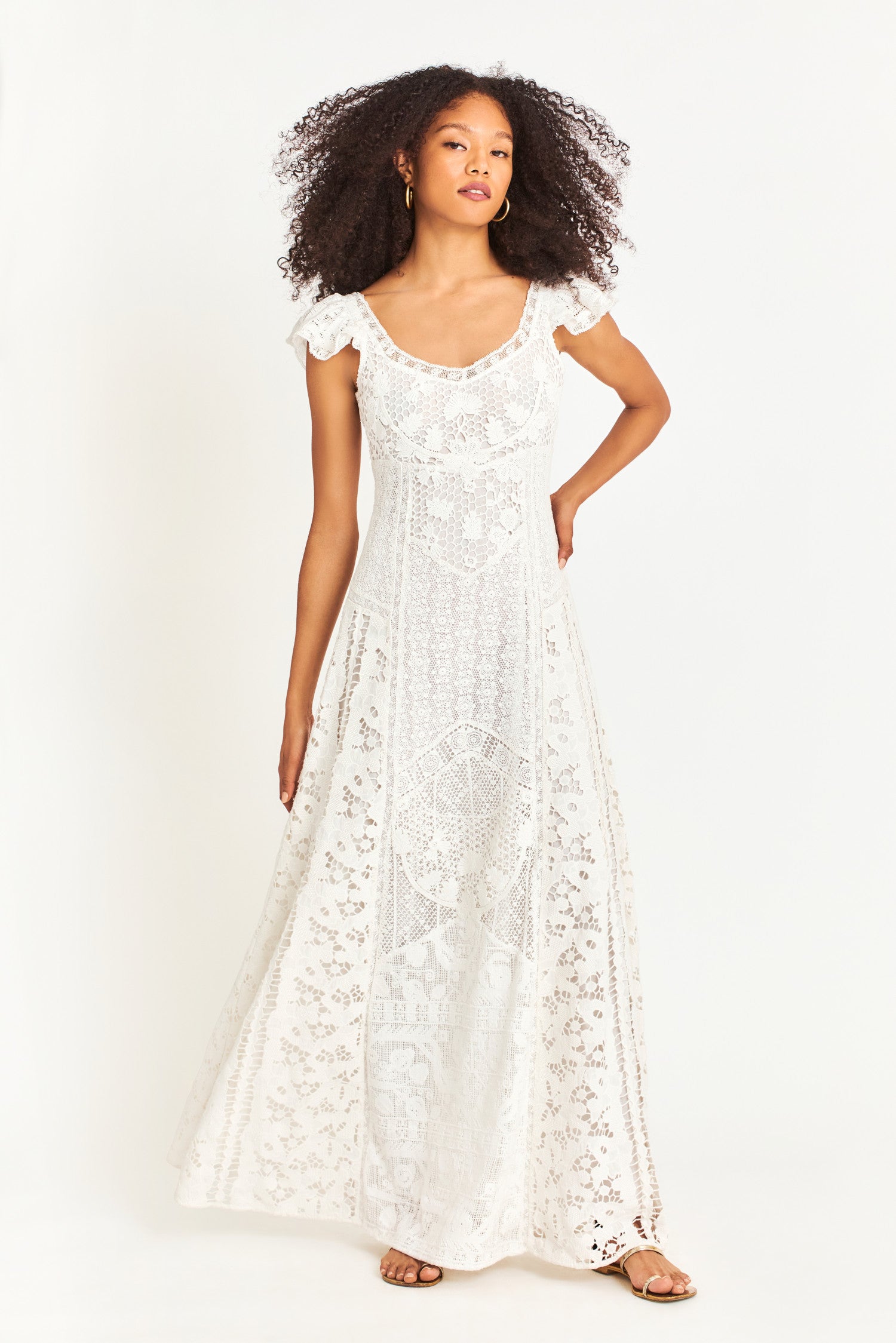 Model wearing Ilaria Dress in True White
