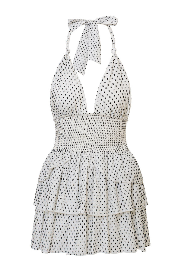 Deanna Polka Dot Halter MiniDress- Women's Designer Luxury Dresses
