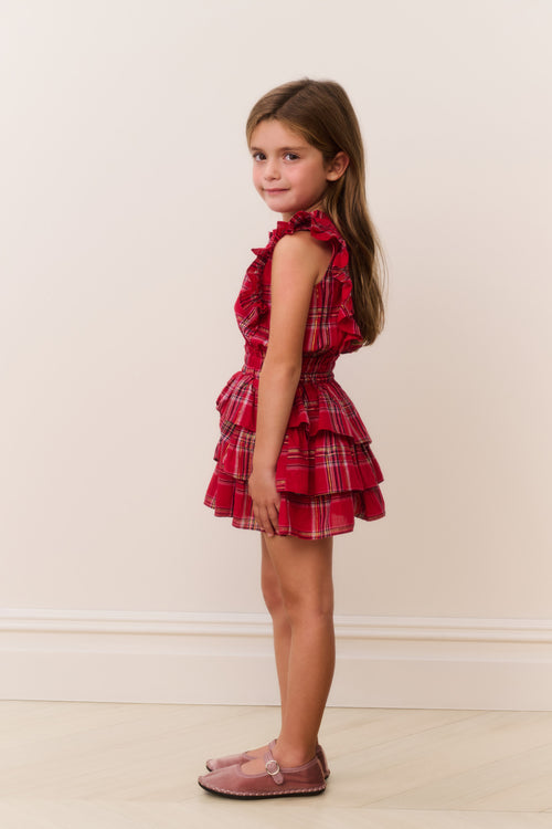 Girls Decker Cotton Tartan Ruffle Dress