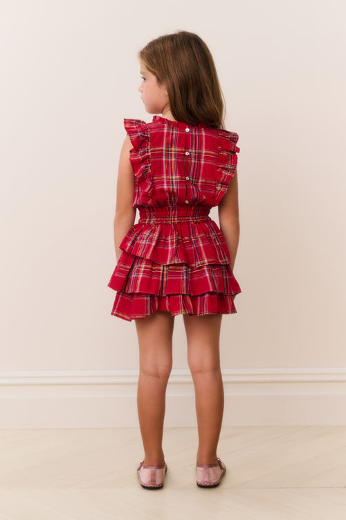 Girls Decker Cotton Tartan Ruffle Dress