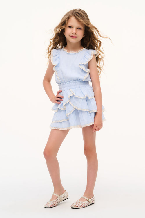 Little Girls Blue Cotton Decker Dress