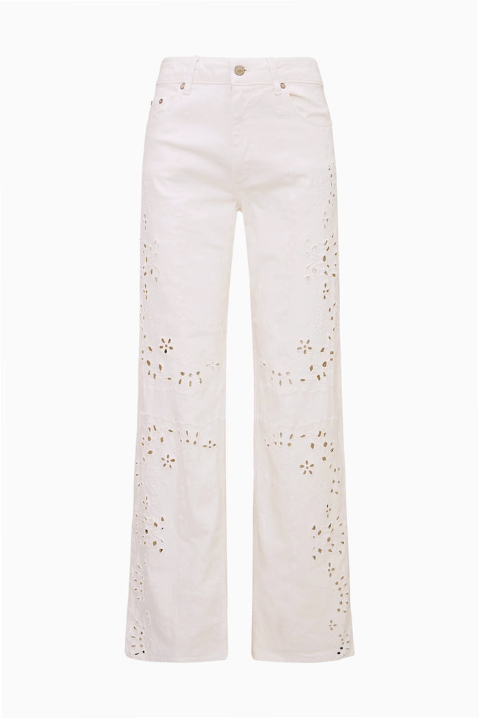 Dellah Floral Eyelet Jeans